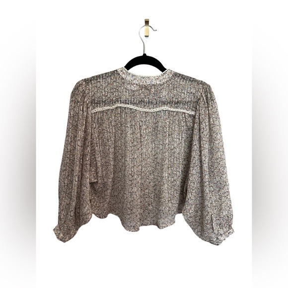 Anthropologie Bishop + Young short wide sleeve boho floral blouse Size XS - Picture 2 of 9